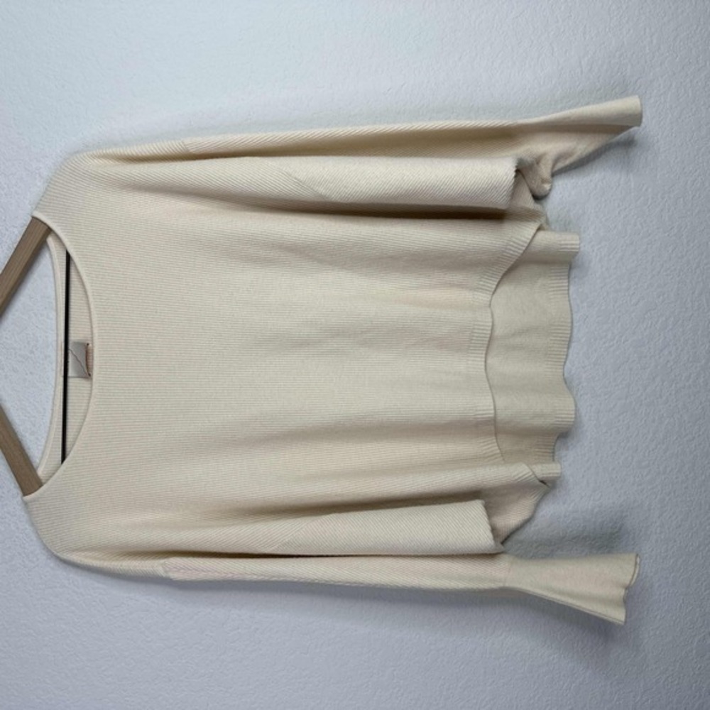 KERISMA Sweater Womens M/L Beige Dolman Sleeve Ribbed Knit Pullover Relaxed Boho